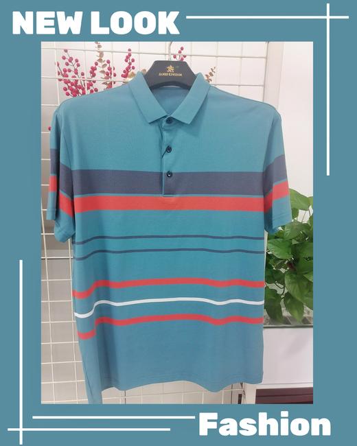 占姆士夏季新男士短袖T恤翻领POLO衫时尚休闲条纹上衣 商品图4