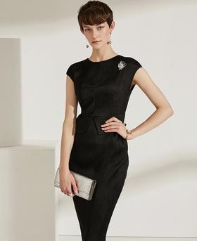 J9283599A颈袖添香季新款时尚气质修身中长款女士包臀显瘦连衣裙J9283599A