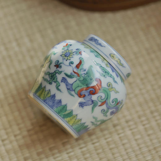 景德镇云木在 拟成化斗彩夔龙小茶仓 手绘陶瓷茶叶罐小储存罐 商品图3