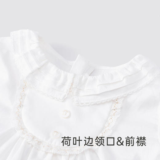 【商场同款】英氏女童连衣裙春秋夏季宝宝荷叶边领长袖裙子 商品图3