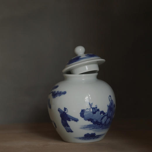 景德镇云木在青花抱琴来茶仓/0245 手绘陶瓷茶叶罐小储存罐 商品图8