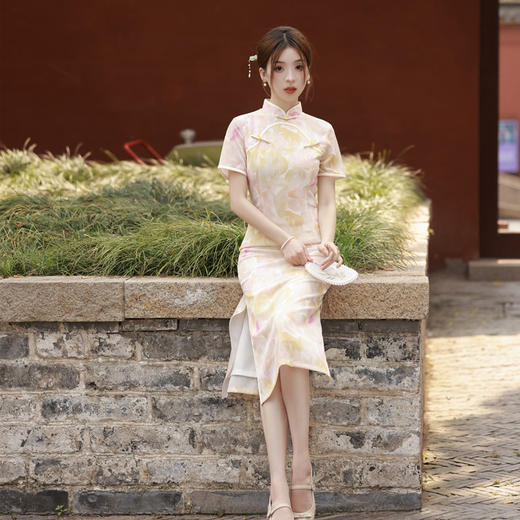 GX老上海复古国风改良新中式圆襟旗袍2023夏季新款时尚少女日常旗袍 商品图2