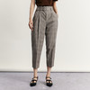谜底格纹休闲裤女2023秋新款复古高腰宽松九分裤配腰带233MK0993 商品缩略图0