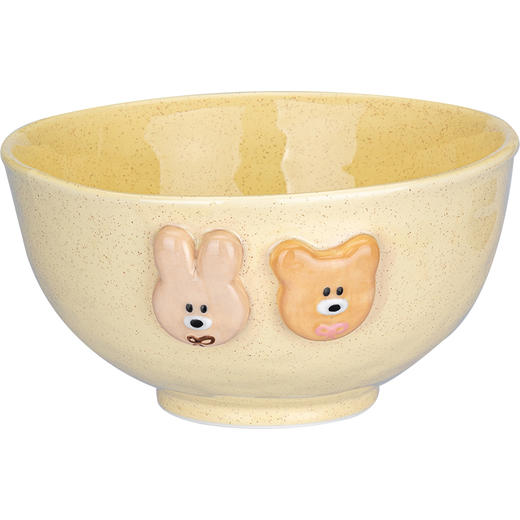 摩登主妇奶油熊兔INS风浮雕陶瓷碗盘一人食餐具可爱套装米饭碗盘 商品图3