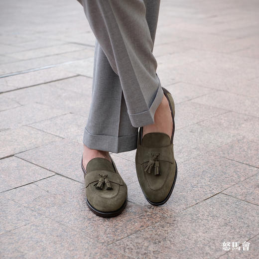 PORTLAND 手工固特异英国小牛绒绿色流苏乐福鞋 商品图7