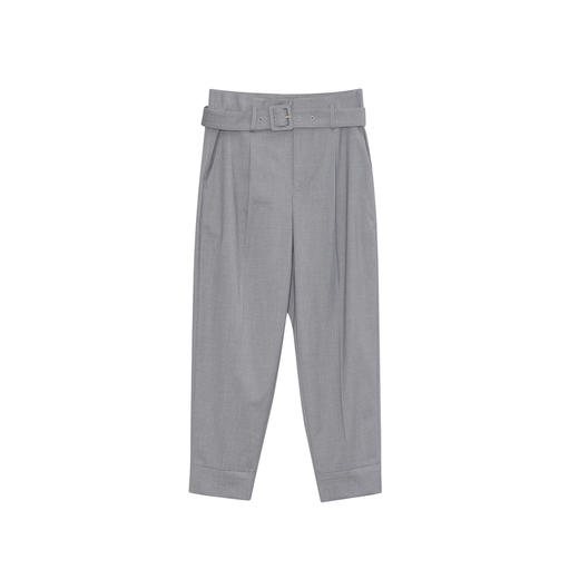 谜底休闲裤女2023秋新款复古高腰宽松萝卜九分裤配腰带233MK1138 商品图4