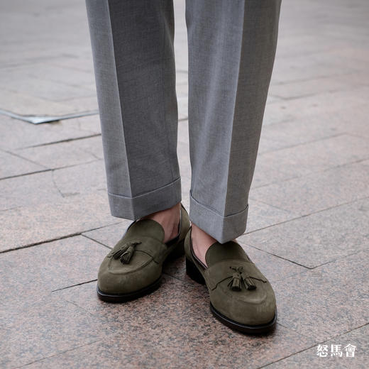 PORTLAND 手工固特异英国小牛绒绿色流苏乐福鞋 商品图6