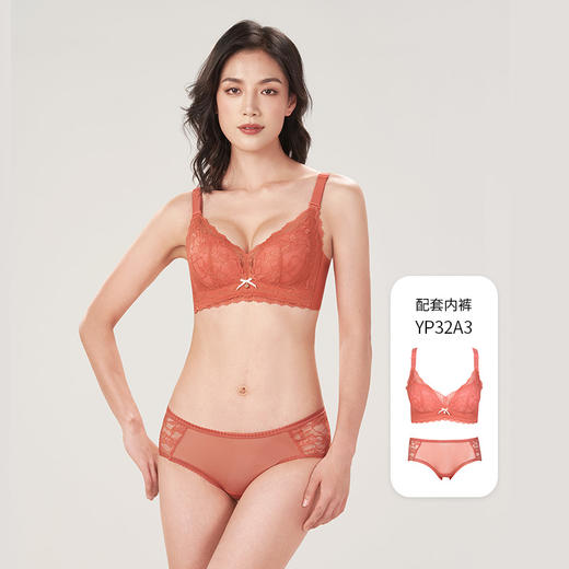 都市丽人聚拢升杯BC杯适穿舒适更聚拢焦点杯蕾丝内衣两种厚度3/4杯常规文胸树脂胶圈四排扣新年本命年红品YB32A3 商品图8
