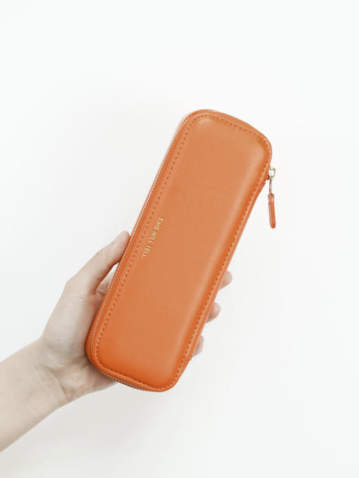 【趁早文创】趁早高品质纯手工打造定制皮质收纳笔盒多功能大容量简约PU拉链文具盒 商品图3