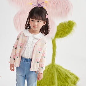 笛莎Deehsha 童装女童外套2023秋季新款时尚针织外套