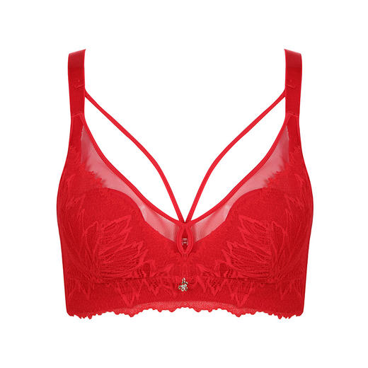 都市丽人聚拢升杯BC杯适穿舒适更聚拢蕾丝内衣超薄款3/4杯常规文胸软钢圈四排扣新年本命年红品YB32A1 商品图11