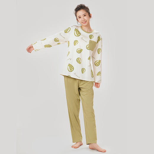 都市丽人26支TC65/35单面女士棉质薄款长袖长裤类家居服套装LH32H2 商品图1