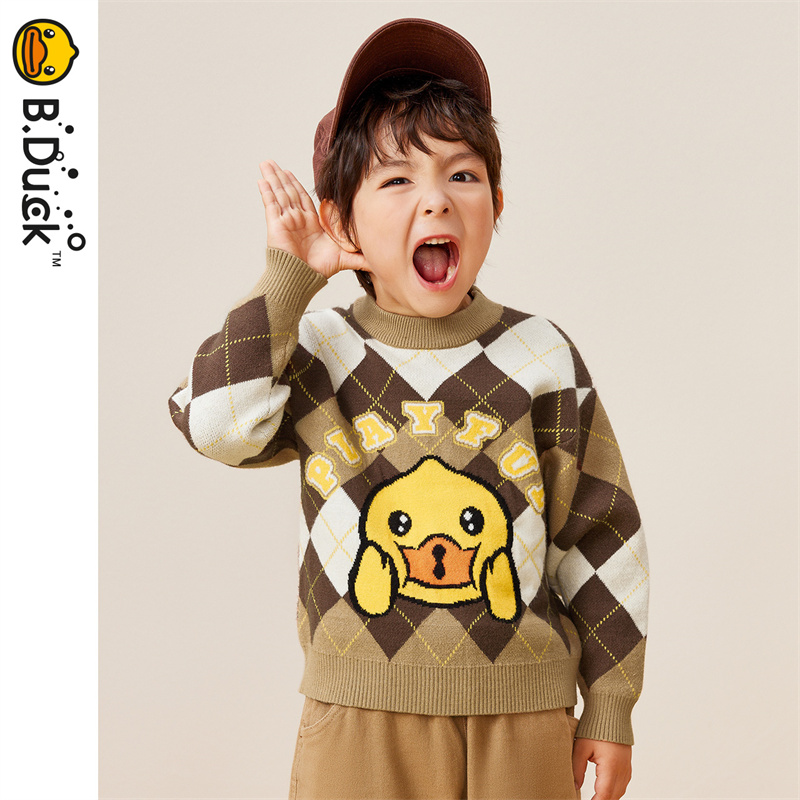 B.DUCK小黄鸭童装春秋套头针织衫毛衣105-150 BF3412081