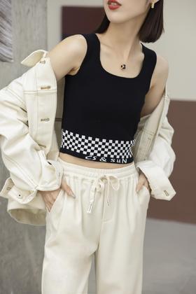 LS1021#方领弯夹背心