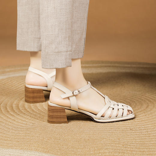 夏季新款，真皮编织粗跟凉鞋XYM-k777 商品图3