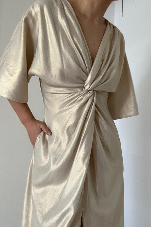 CG｜Lauren Dress [真丝扭结深V连衣裙] 商品图0