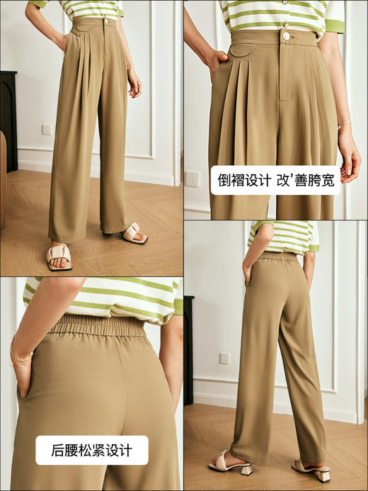OLrain欧芮儿法式卡其色西装休闲裤女夏季2023新款高腰冰爽长裤薄 商品图2