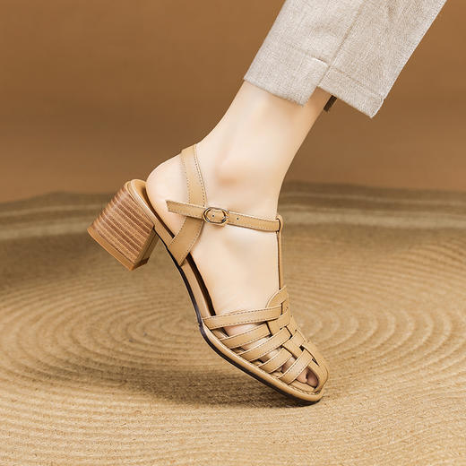 夏季新款，真皮编织粗跟凉鞋XYM-k777 商品图8