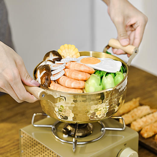 神田钛金双耳雪平锅奶锅辅食锅18cm/20cm 玻璃盖木盖随机发 商品图6