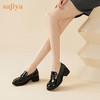 Safiya/索菲娅2023秋季新品英伦漆皮粗跟百搭一脚蹬深口皮鞋厚底乐福鞋SF33112007 商品缩略图3