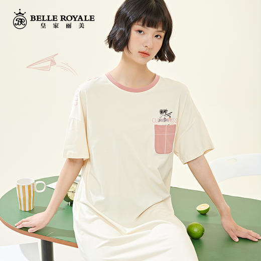 新款夏季睡裙女薄款纯棉圆领短袖连衣裙可爱少女全棉睡衣家居服JJQ9936 商品图1