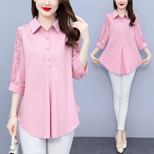 大码女装夏装新款，胖mm简约V领显瘦遮肚子纯色上衣宽松T恤潮KQL-E261N2239 商品图1