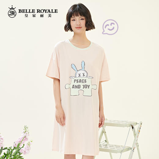 新款卡通印花夏季薄款女家居睡衣可爱少女纯棉短袖睡裙JJQ9938 商品图3