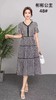 B6451       法式气质印花修身显瘦V领连衣裙（特价不退换） 商品缩略图1