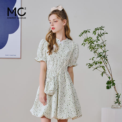 mc2碎花连衣裙带小包中式立领盘扣设计小个子连衣裙 商品图1