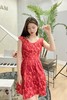 芭蕾君红色碎花短款连衣裙礼服81516004 商品缩略图1