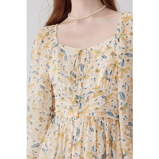 【严选】诗凡黎秋优雅花版精灵风不规则下摆连衣裙7E7292081 商品图3