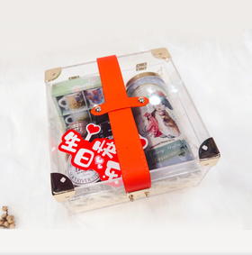 预定伴手礼|婚庆满月商务伴手礼橙色皮带礼盒-方形+卡片/057771&063341&023768&063608