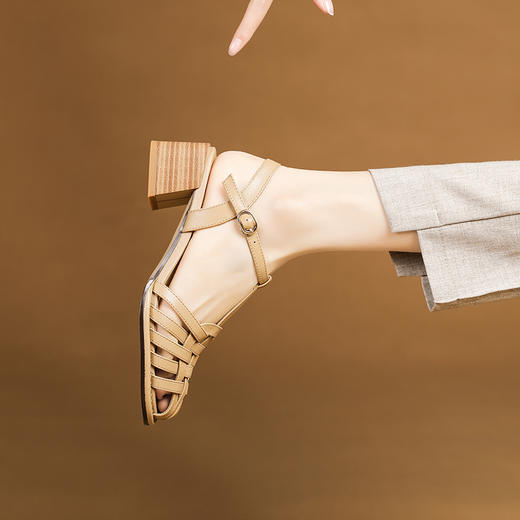 夏季新款，真皮编织粗跟凉鞋XYM-k777 商品图10