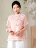 夏新款国风苎麻上衣，新中式复古刺绣改良式立领短袖T恤YM-C034 商品缩略图0