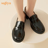 Safiya/索菲娅2023秋季英伦复古圆头一脚蹬头层牛皮厚底粗跟深口单鞋乐福鞋SF33112111 商品缩略图5