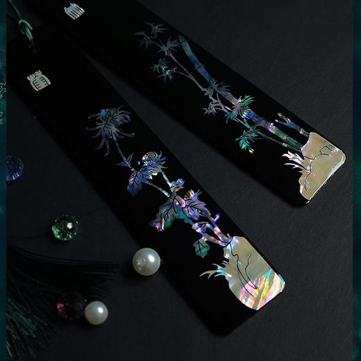 非遗 螺钿书签首饰系列 书签梅兰竹菊 首饰盒晚来几只蝶 扇形/蝴蝶螺钿戒指/耳坠  遗螺钿工艺文创衍生品 商品图14