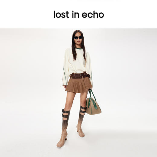 [断码]lost in echo设计师品牌小众方头饰扣粗跟渐变芭蕾舞长靴修身长靴 商品图2