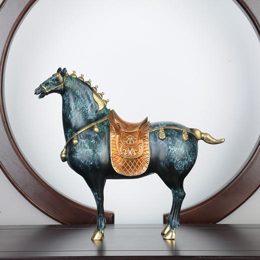 招财铜马摆件创意纯铜唐马家居客厅办公室开业礼品装饰品纯铜热着色 唐马 32*11*30 书房 办公室 居家摆件 玄关 商品图1