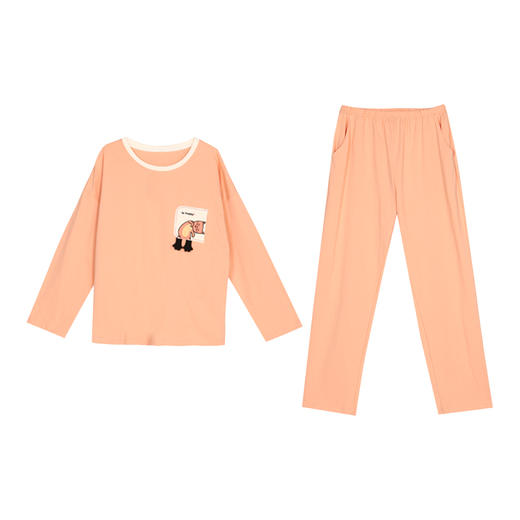 都市丽人好睡好眠女士睡衣单面无尘棉女士棉质薄款长袖长裤类家居服套装LH32J7 商品图5