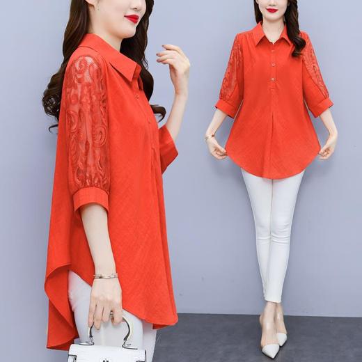 大码女装夏装新款，胖mm简约V领显瘦遮肚子纯色上衣宽松T恤潮KQL-E261N2239 商品图2