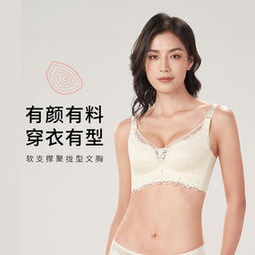 都市丽人舒软挺塑AB杯适穿蕾丝调整型文胸中厚款3/4杯塑身文胸无钢圈内衣四排扣新年本命年红品LJ34H8