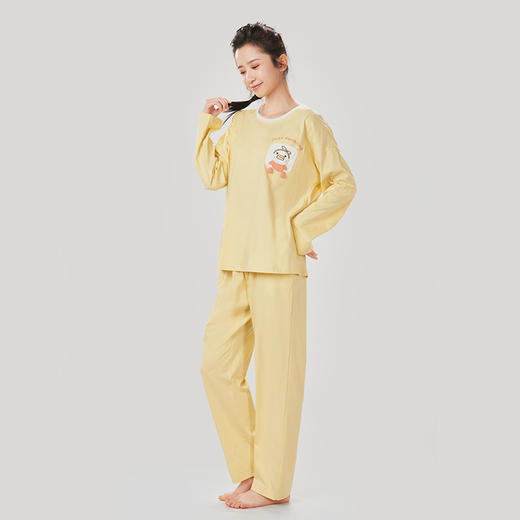 都市丽人好睡好眠女士睡衣单面无尘棉女士棉质薄款长袖长裤类家居服套装LH32J7 商品图1