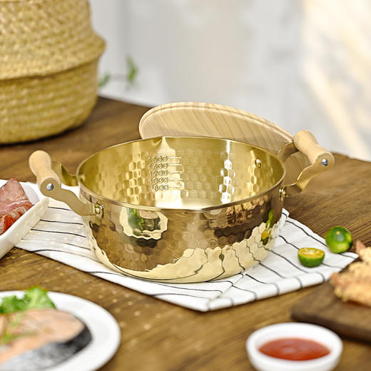 神田钛金双耳雪平锅奶锅辅食锅18cm/20cm 玻璃盖木盖随机发 商品图8