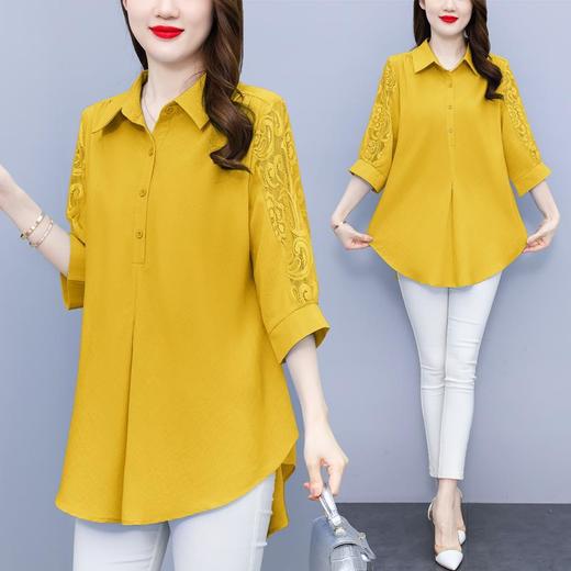 大码女装夏装新款，胖mm简约V领显瘦遮肚子纯色上衣宽松T恤潮KQL-E261N2239 商品图0