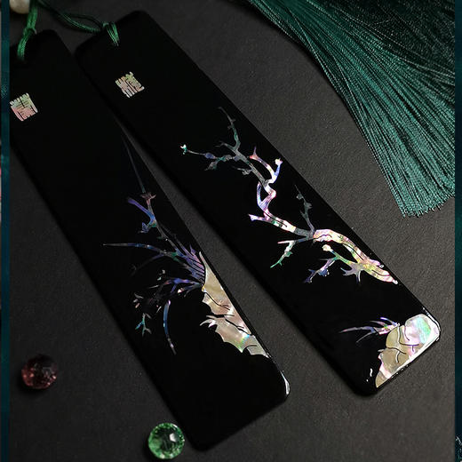 非遗 螺钿书签首饰系列 书签梅兰竹菊 首饰盒晚来几只蝶 扇形/蝴蝶螺钿戒指/耳坠  遗螺钿工艺文创衍生品 商品图11