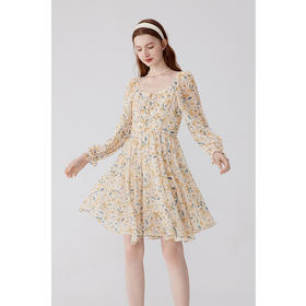 【严选】诗凡黎秋优雅花版精灵风不规则下摆连衣裙7E7292081