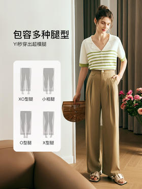 OLrain欧芮儿法式卡其色西装休闲裤女夏季2023新款高腰冰爽长裤薄
