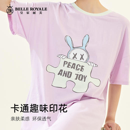 新款卡通印花夏季薄款女家居睡衣可爱少女纯棉短袖睡裙JJQ9938 商品图4