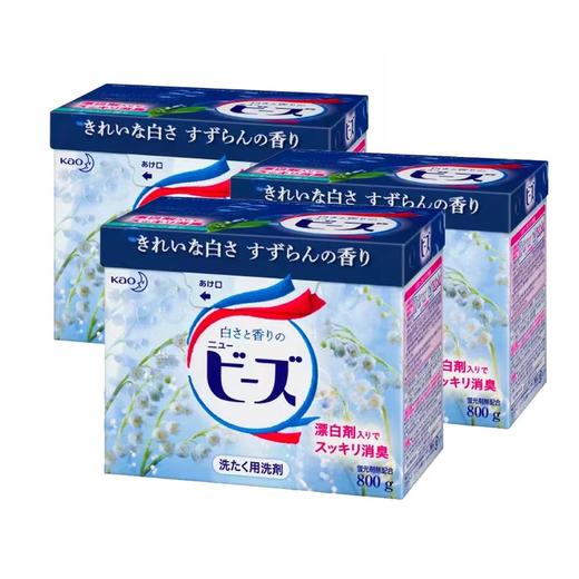 【3盒装】KAO花王 持久留香强效去污柔顺剂洗衣粉 铃兰香蓝色800g*3盒/玫瑰香粉色800g*3盒 商品图6