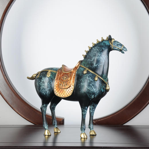 招财铜马摆件创意纯铜唐马家居客厅办公室开业礼品装饰品纯铜热着色 唐马 32*11*30 书房 办公室 居家摆件 玄关 商品图2